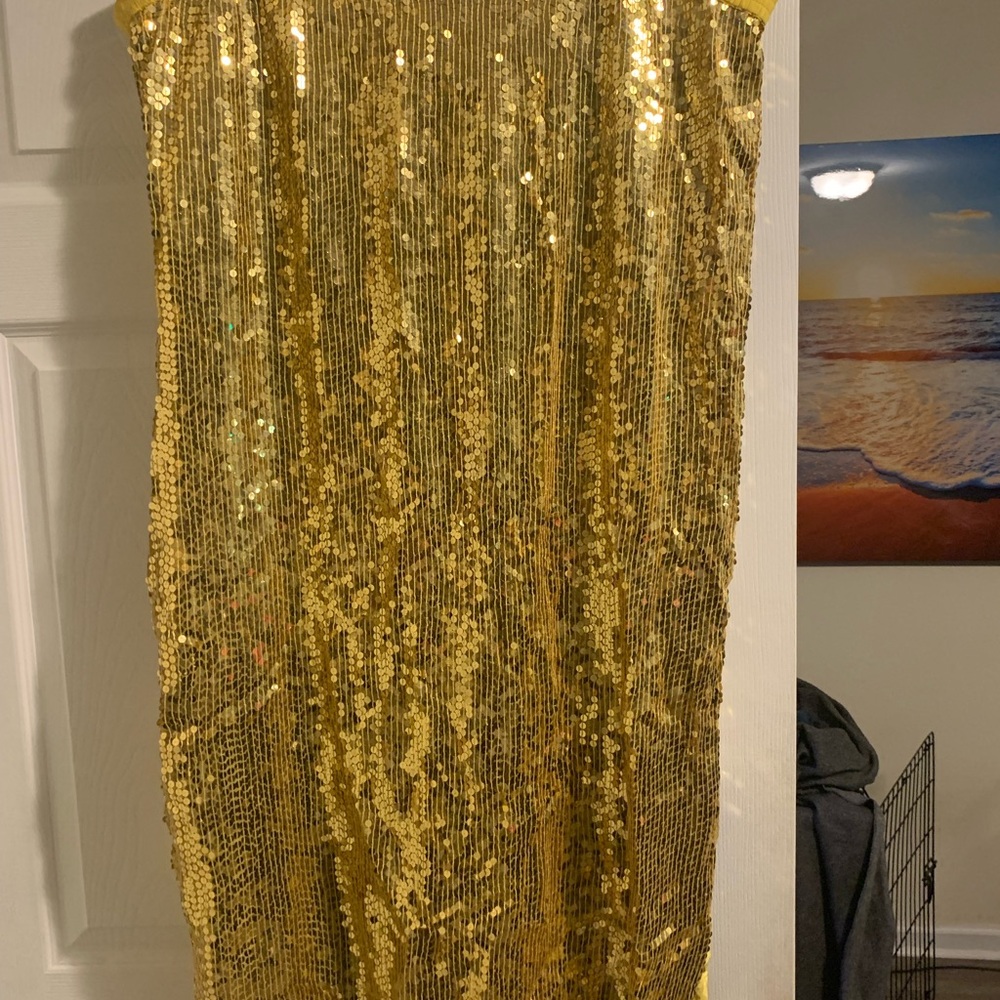 Rina Z Gold Sequin Maxi Skirt for Cocktail Events 1X